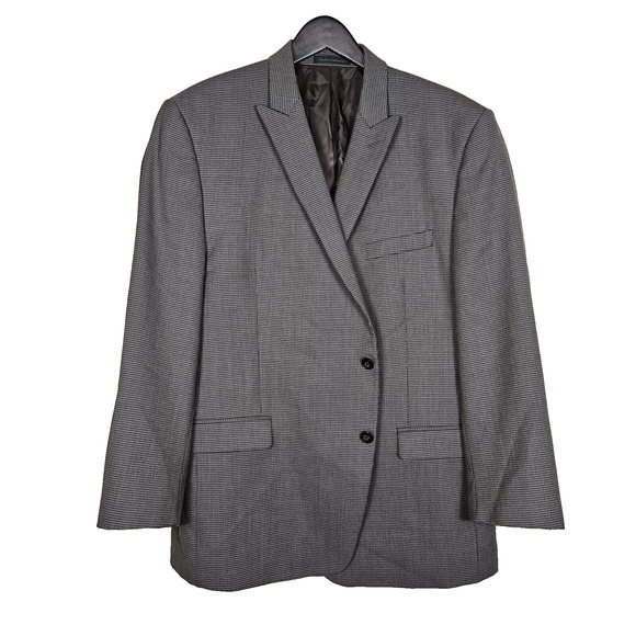 Calvin Klein Tweed Sport Coat Blazer Designer Wool Peak 46R Brown Suit Jacket - Picture 11 of 11
